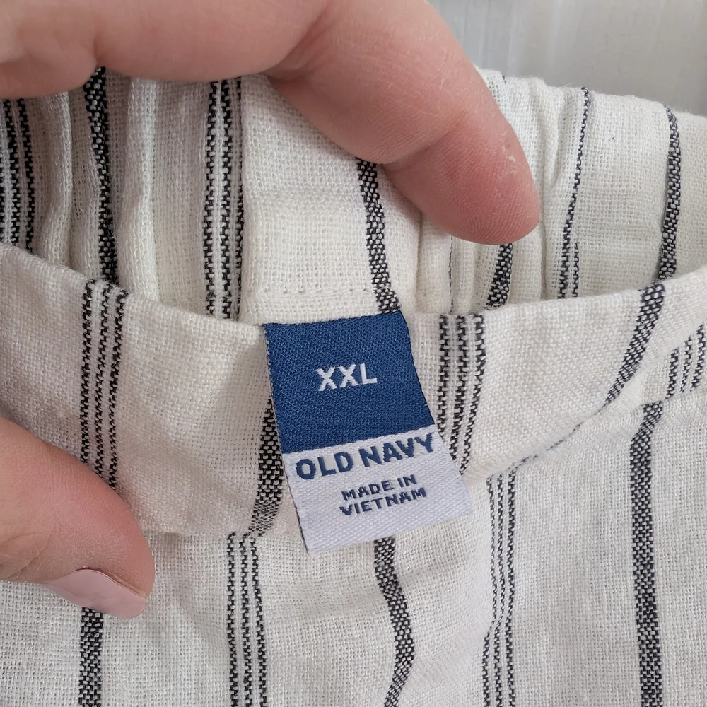 NWT Old Navy Women's Linen Blend Cream and Black Striped Mini Skirt XXL